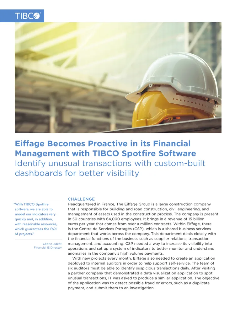 Eiffage Financial Management Enhancement with TIBCO Spotfire