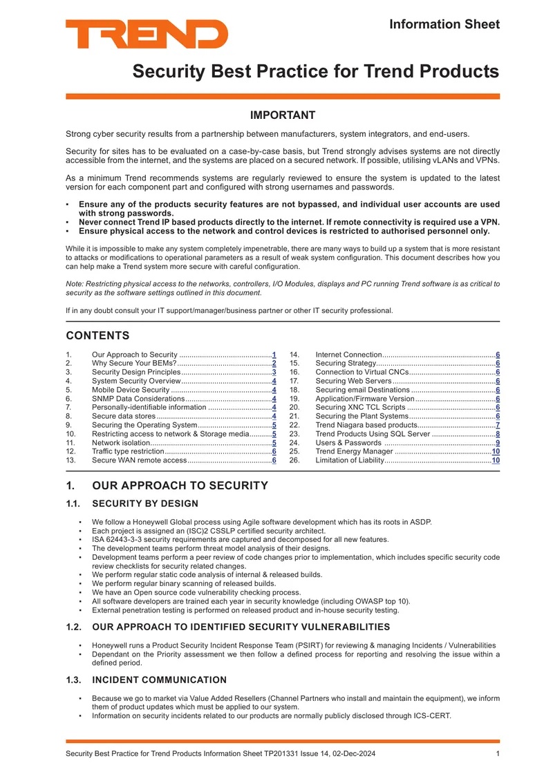 Security Best Practice for Trend Products Information Sheet