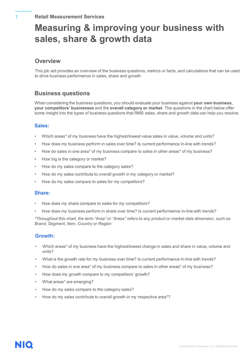 Retail Measurement Services Job Aid
