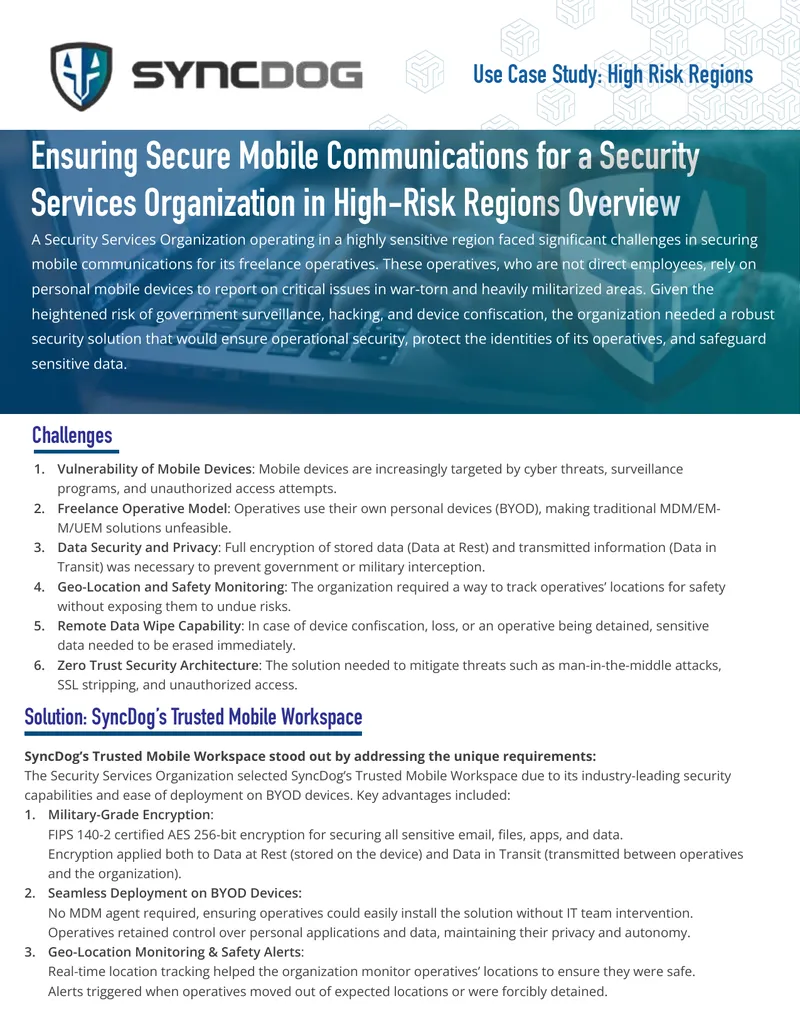 Securing Mobile Communications for Freelance Operatives
