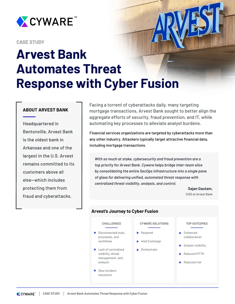 Arvest Bank Cyber Fusion Threat Response Case Study