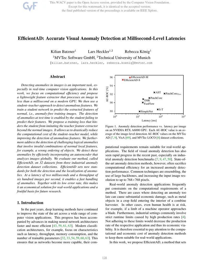 EfficientAD Method for Visual Anomaly Detection