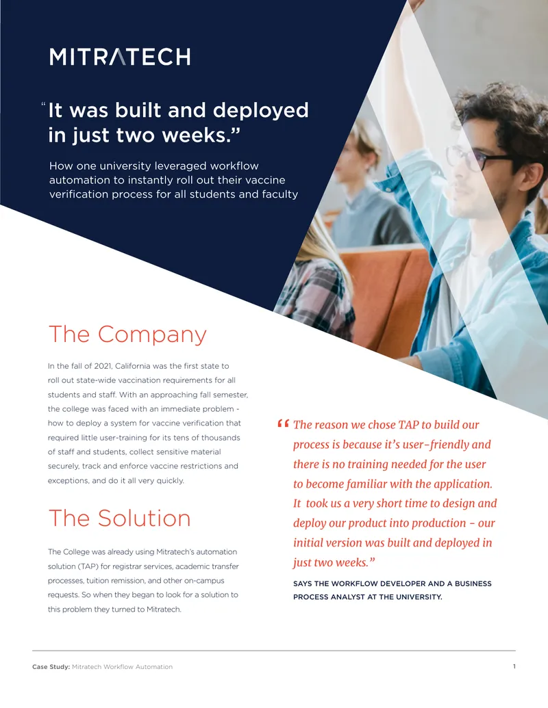 University Vaccine Verification Workflow Automation Case Study