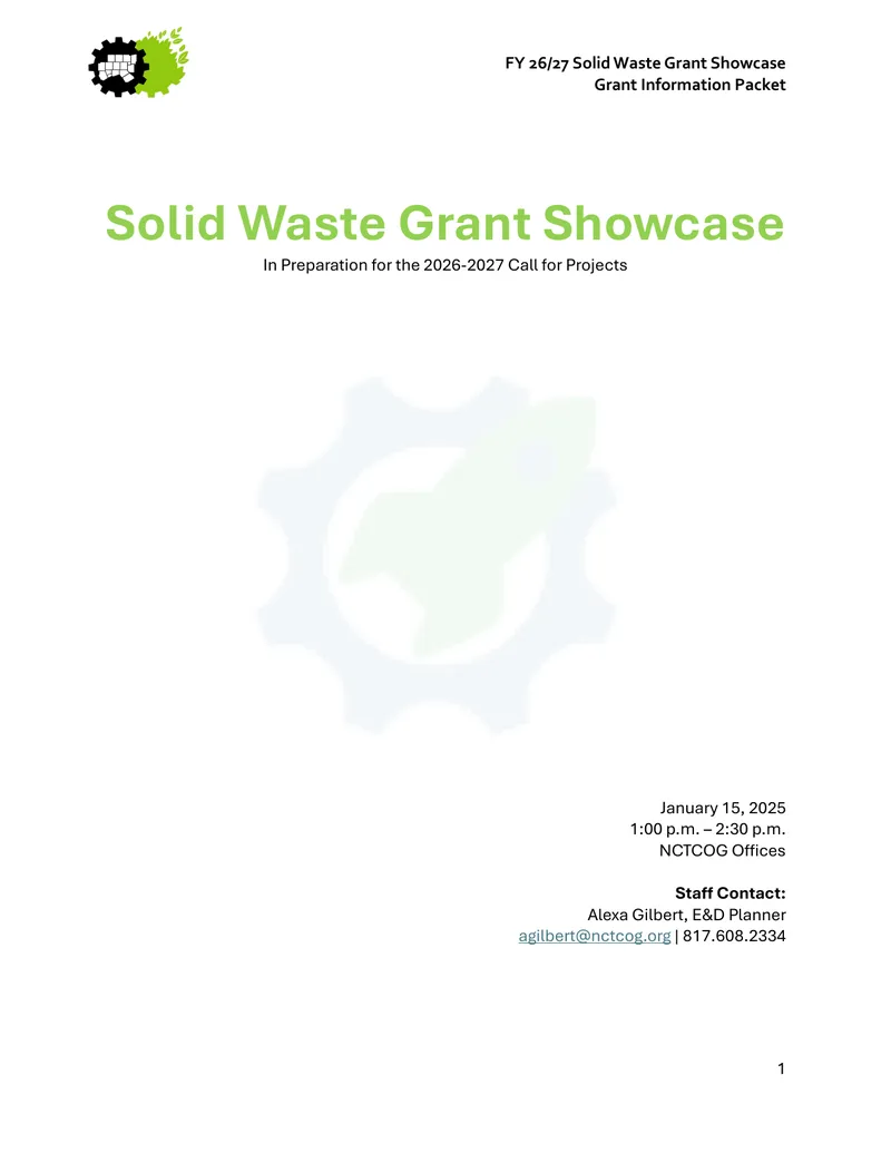 Solid Waste Grant Showcase Information Packet