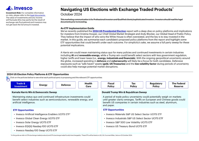 ETF Implementation Guide for US Elections
