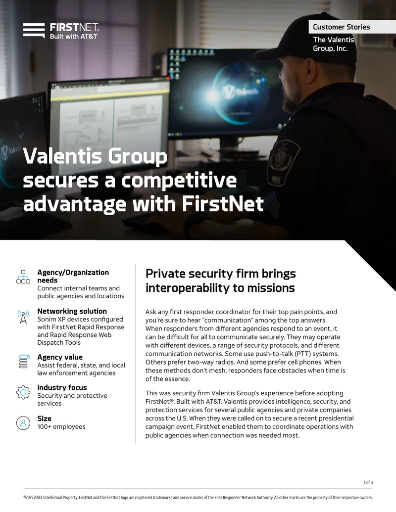 Valentis Group Communication Enhancement with FirstNet
