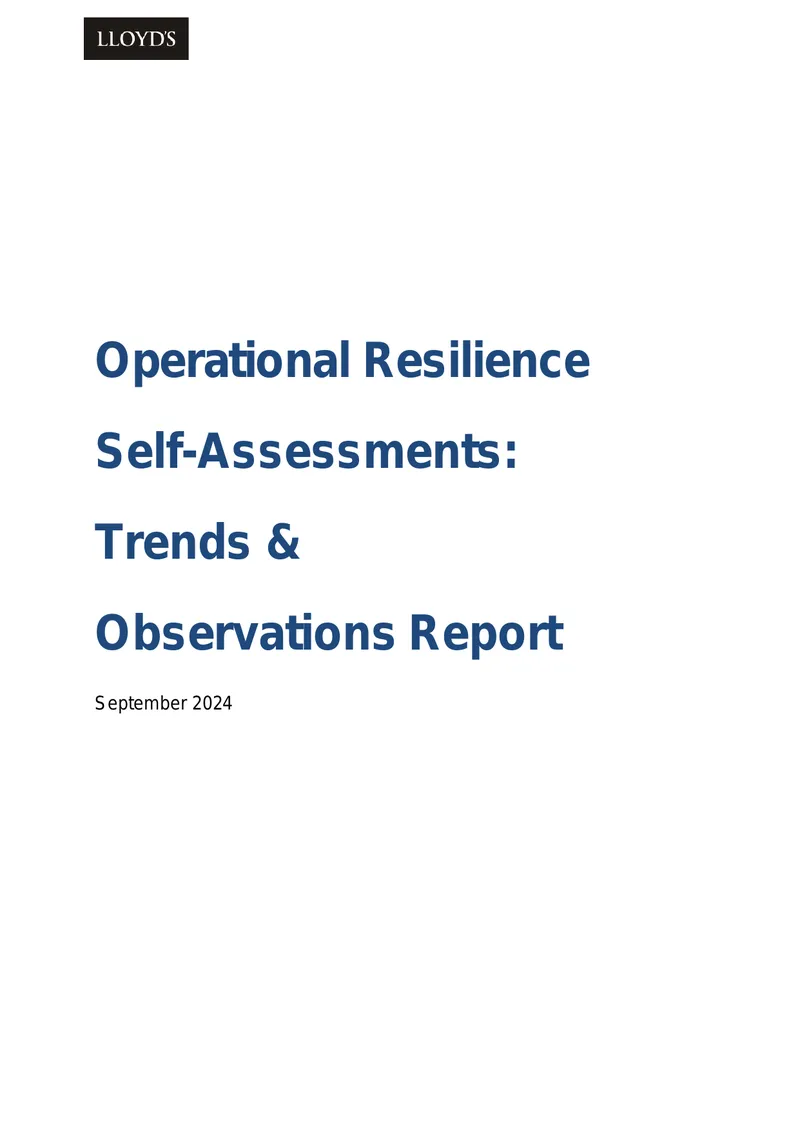 Operational Resilience Self-Assessments Trends and Observations Report