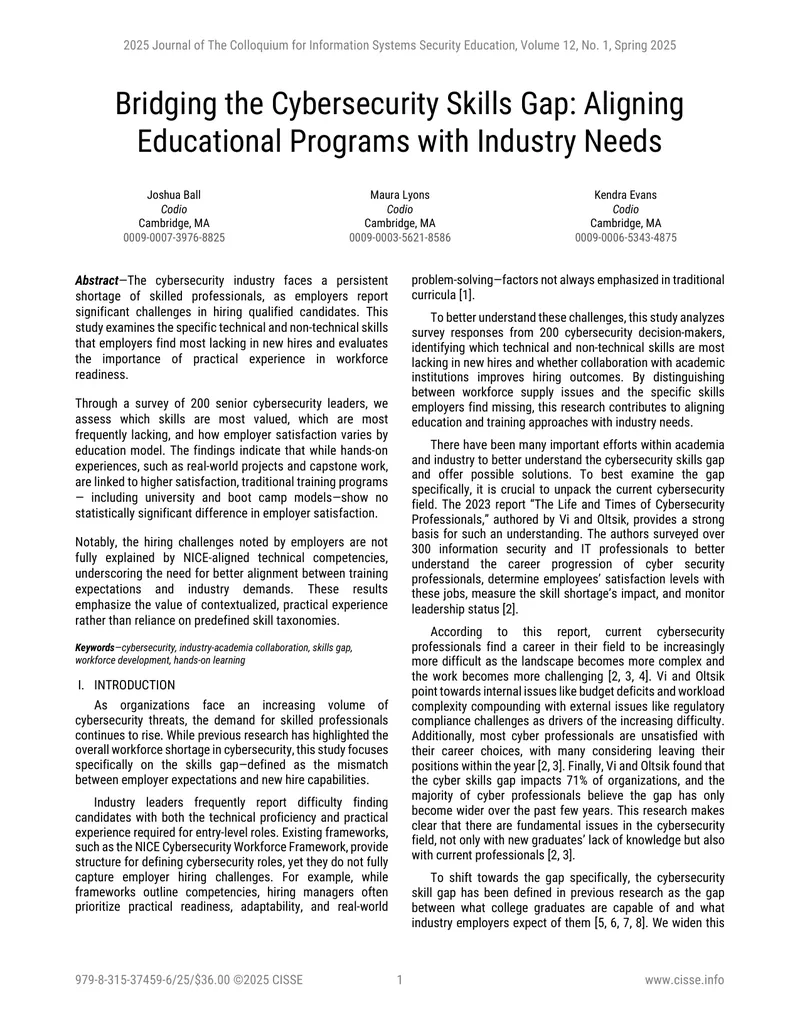 Bridging the Cybersecurity Skills Gap