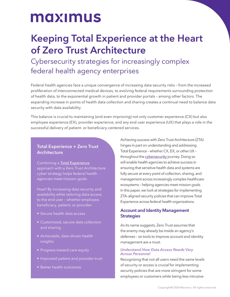 Total Experience Integration in Zero Trust Architecture