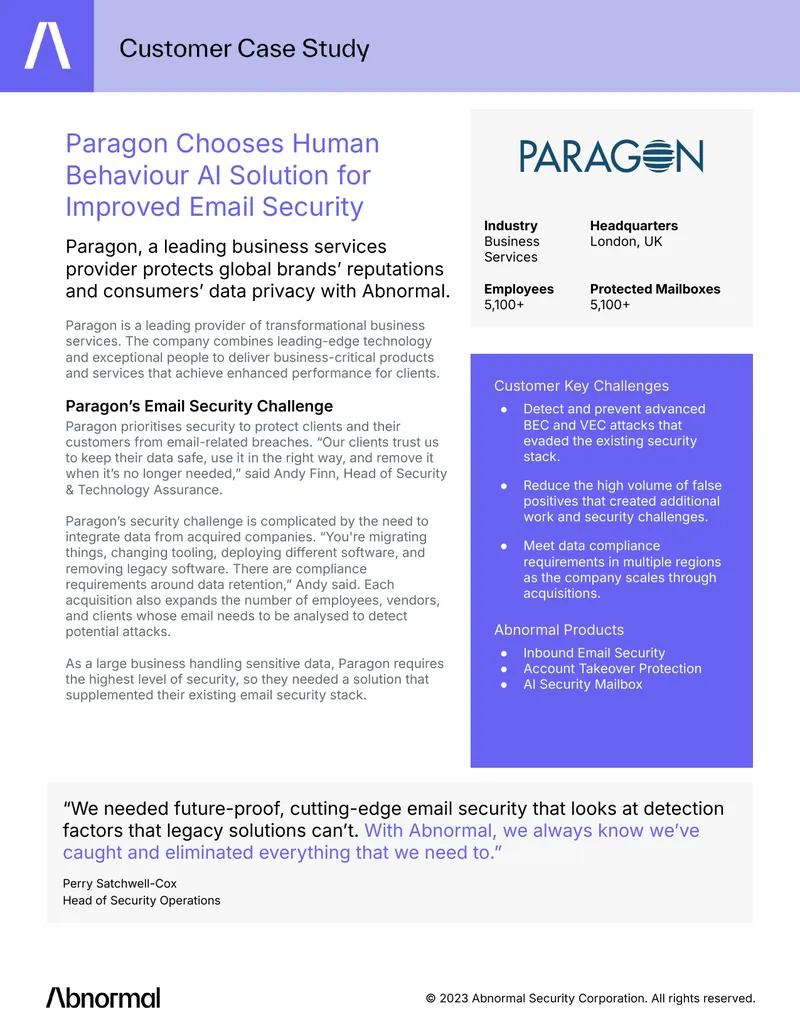 Paragon Implements AI Solution for Email Security