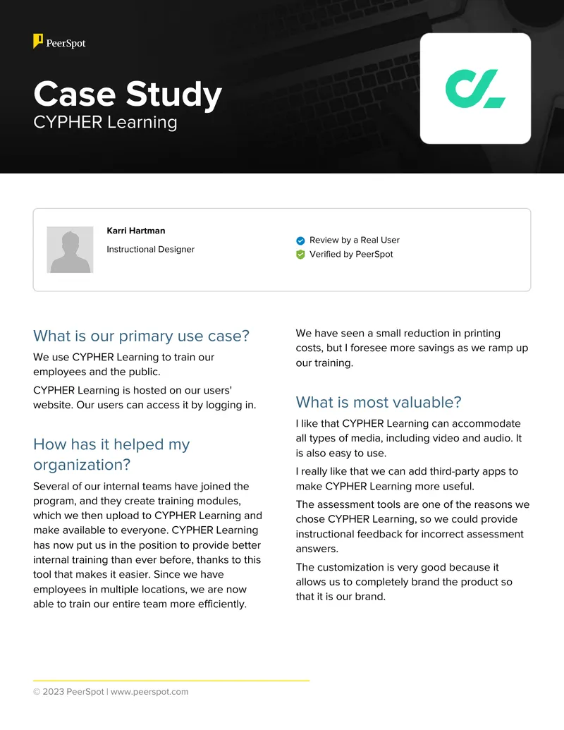 CYPHER Learning User Experience Case Study