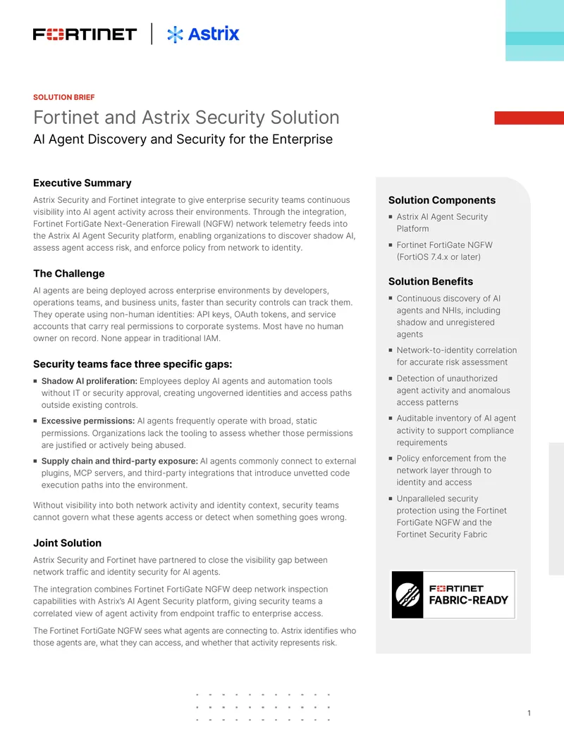 Astrix Security and Fortinet Integration for AI Agents