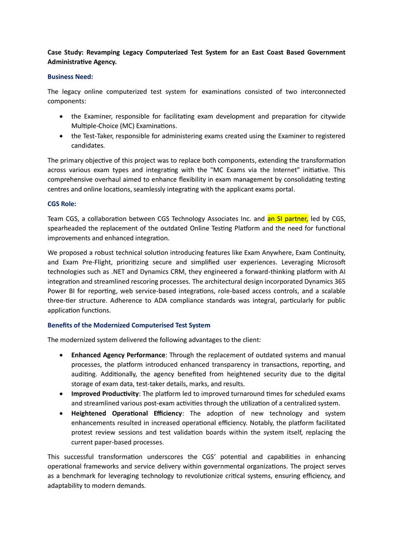 Revamping Legacy Computerized Test System Case Study