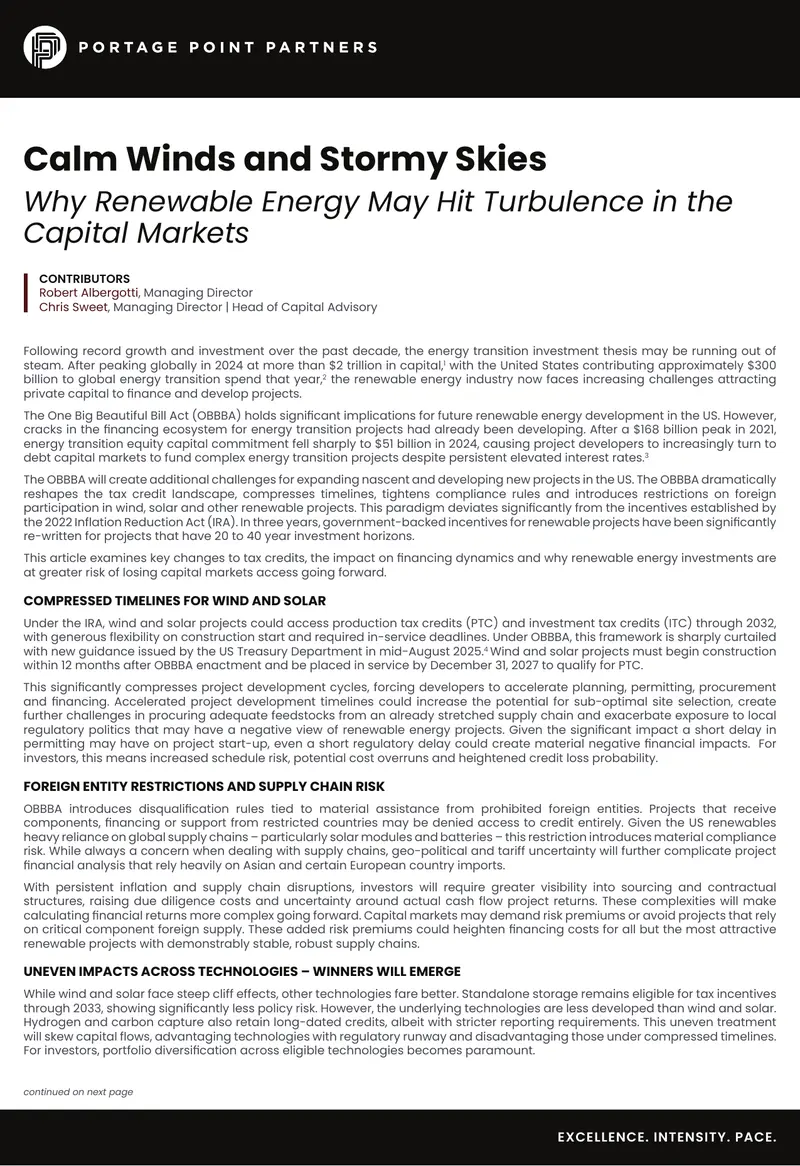 Challenges in Renewable Energy Capital Markets