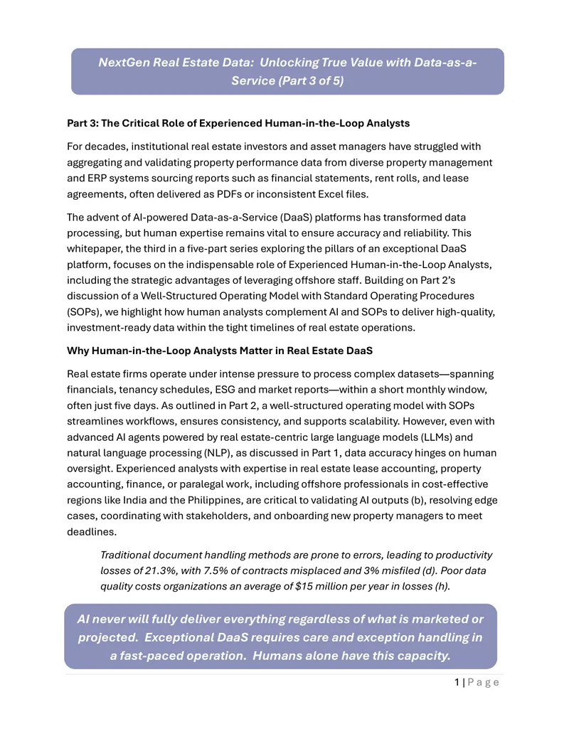Role of Human-in-the-Loop Analysts in Real Estate DaaS