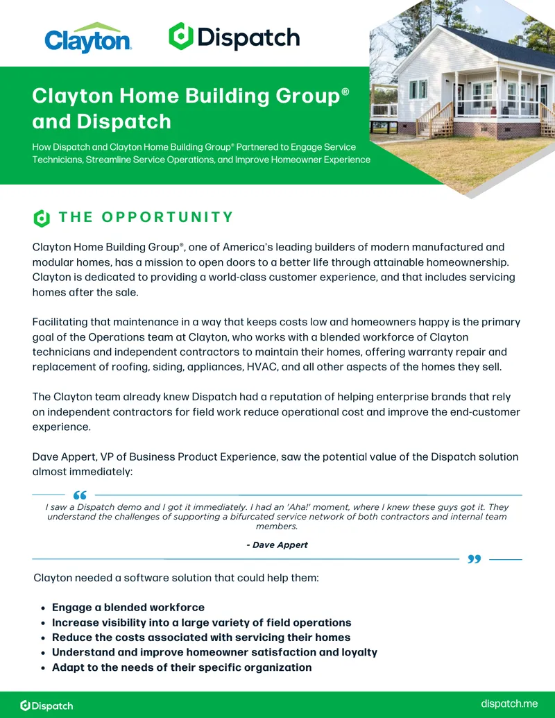 Partnership Between Clayton Home Building Group and Dispatch