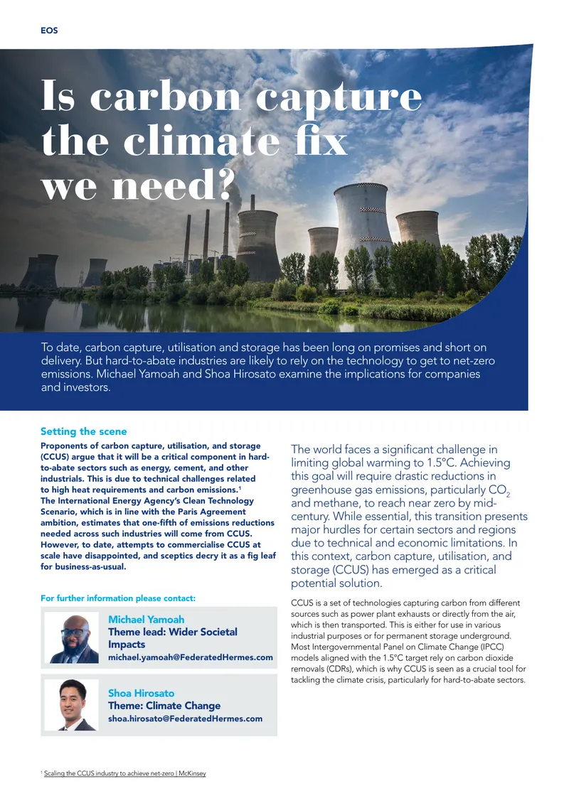 Carbon Capture, Utilisation and Storage Challenges