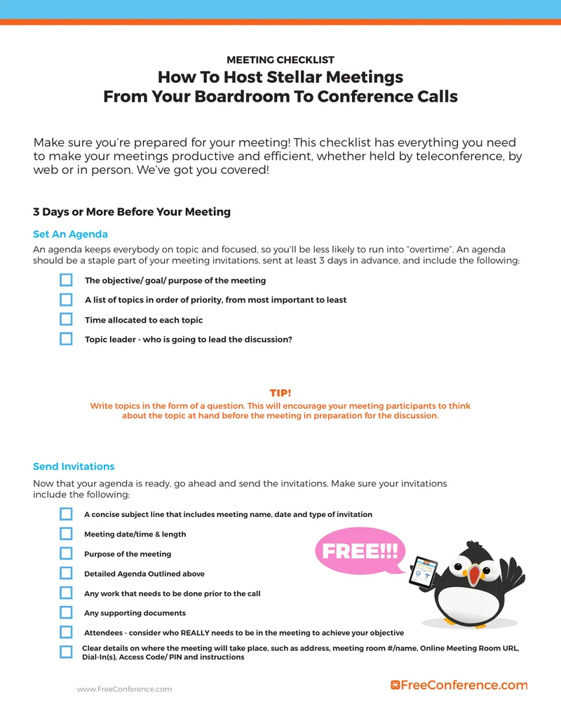 Meeting Preparation and Management Checklist