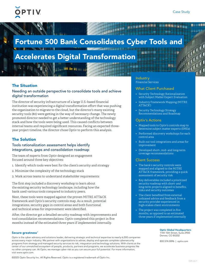 Fortune 500 Bank Consolidates Cyber Tools and Accelerates Digital Transformation