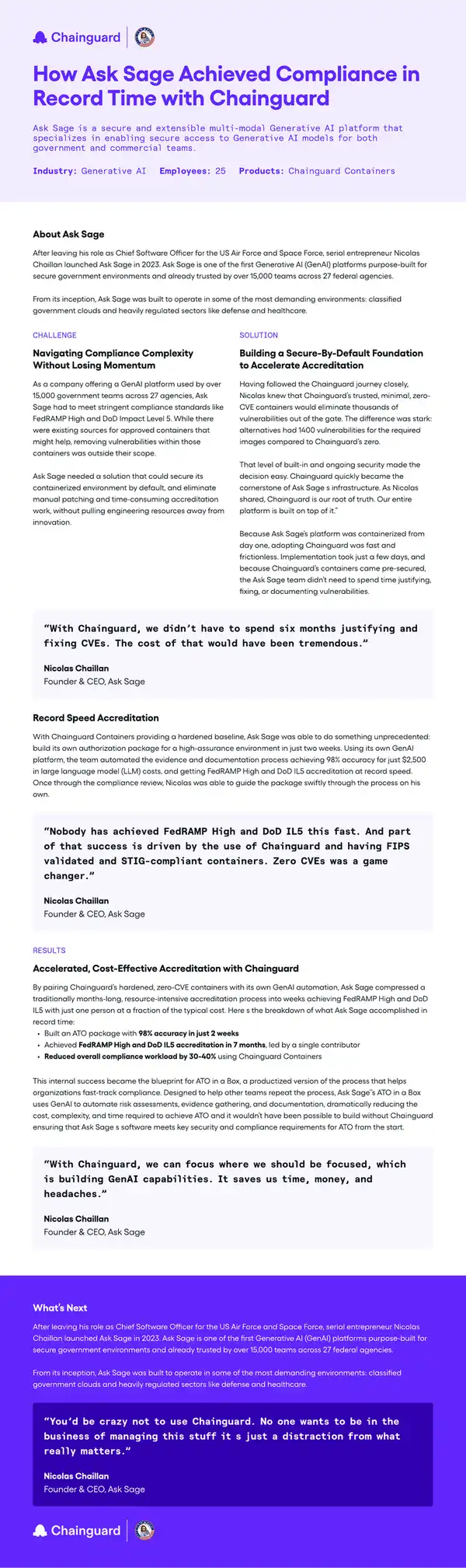 Achieving Compliance with Chainguard at Ask Sage