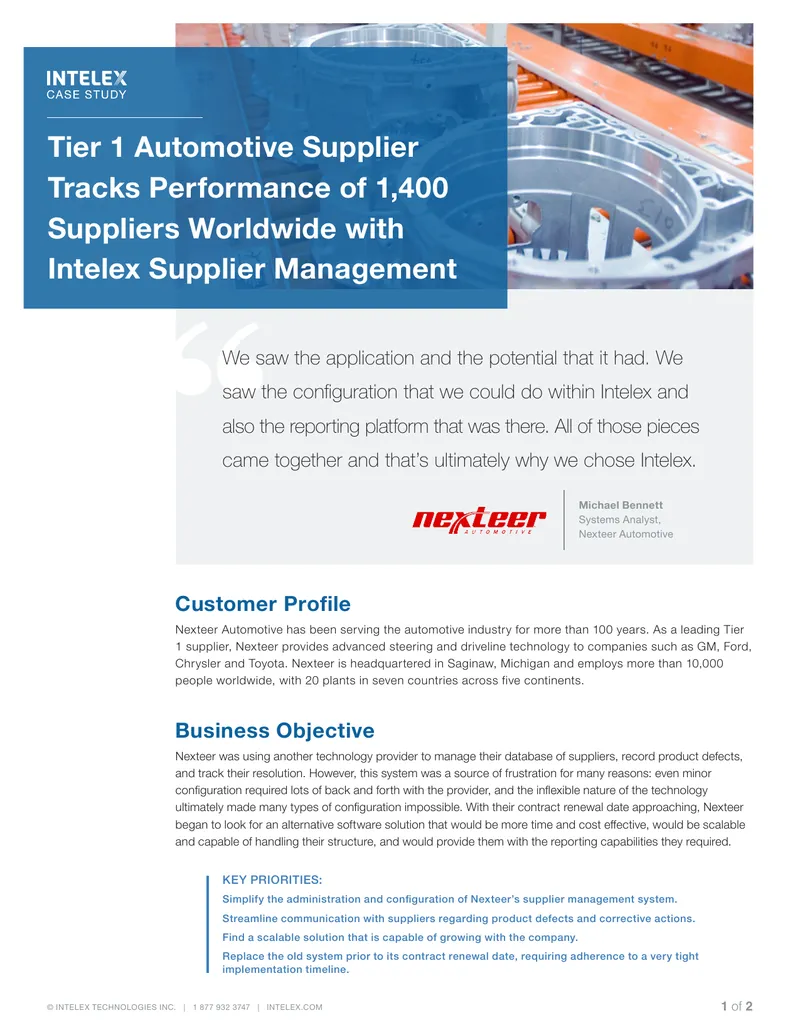 Nexteer Automotive Supplier Management Implementation Case Study