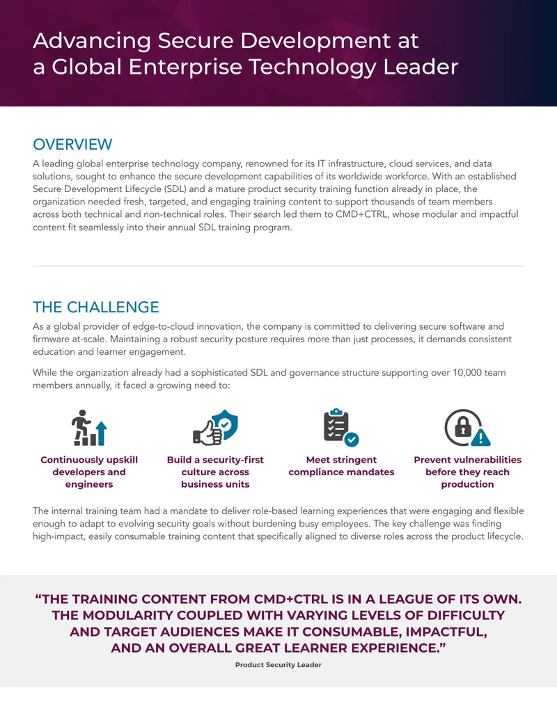Enhancing Secure Development Training for Global Technology