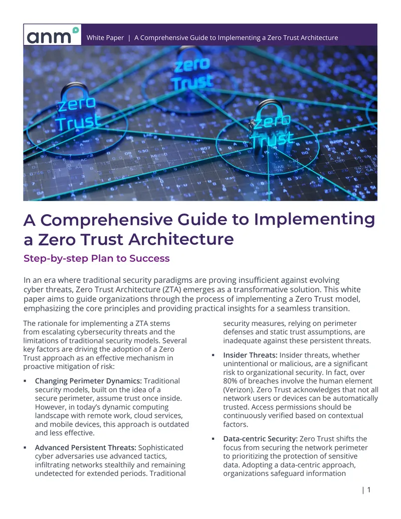 Guide to Implementing a Zero Trust Architecture
