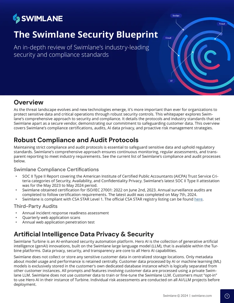Swimlane Security and Compliance Standards Overview