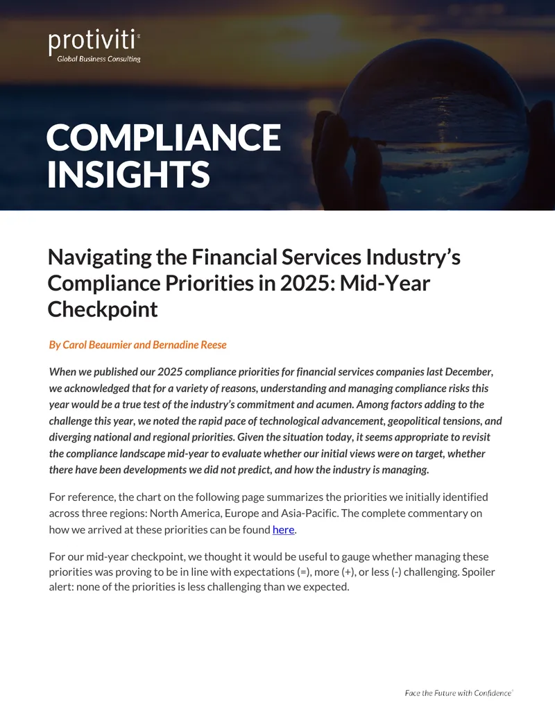 Navigating Compliance Priorities in Financial Services for 2025