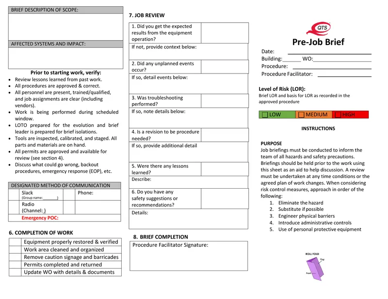 Job Briefing and Safety Procedures Guide