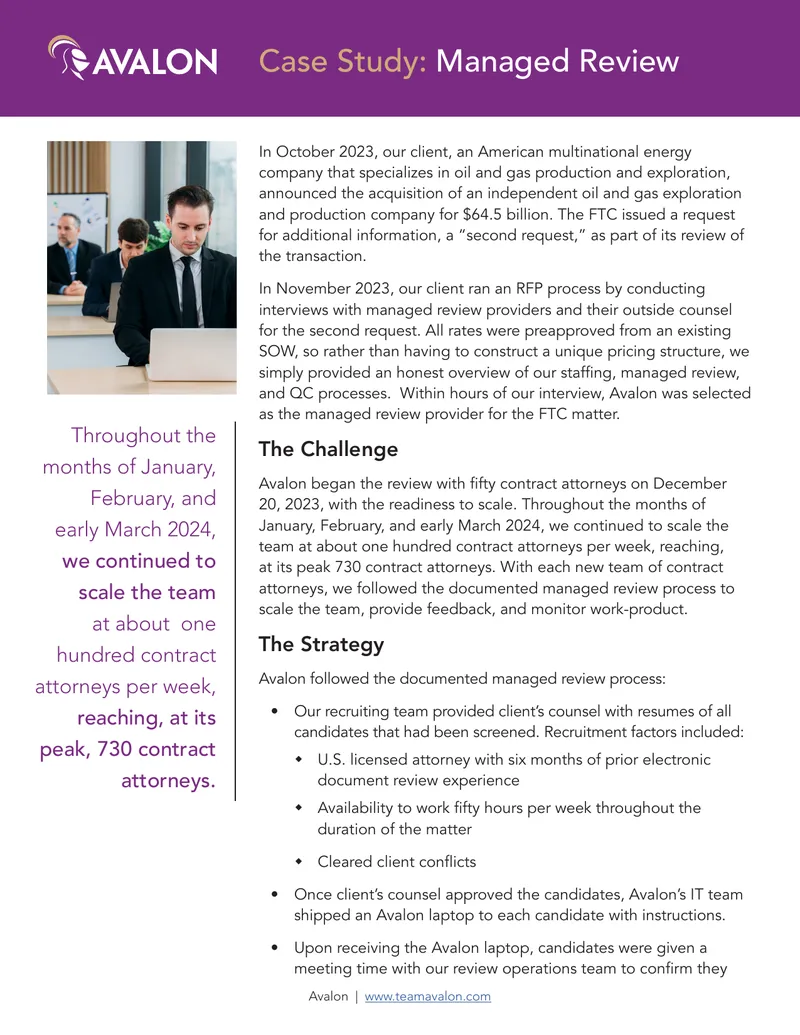 Case Study on Managed Review Process