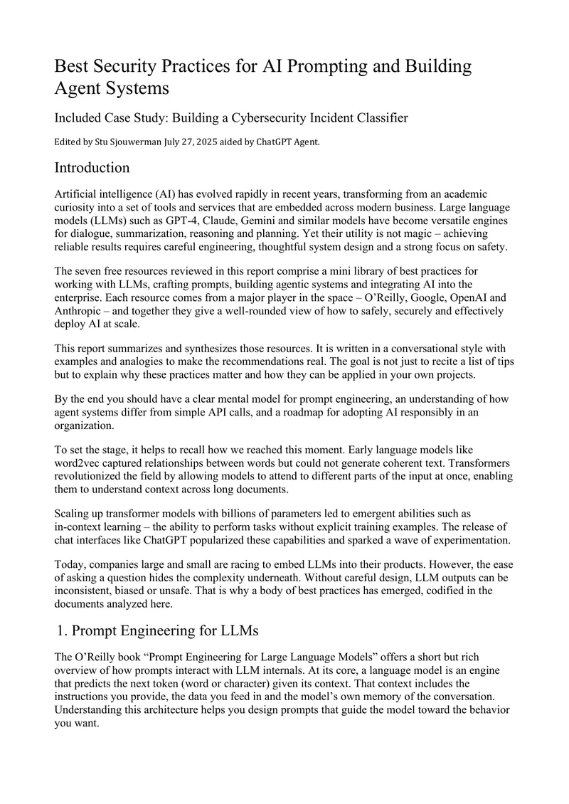 Best Security Practices for AI Prompting and Building Agent Systems