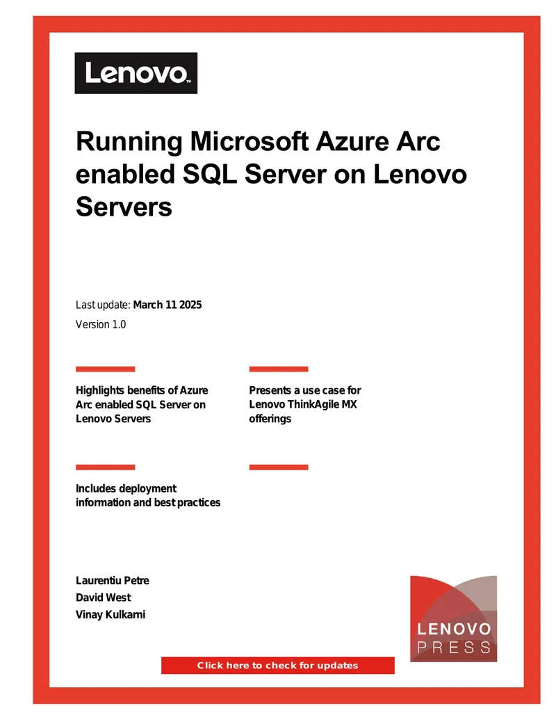 Running Microsoft Azure Arc Enabled SQL Server on Lenovo Servers