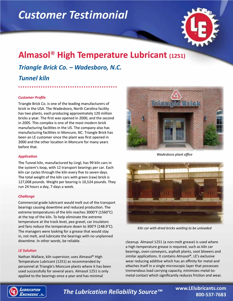 Triangle Brick Company High Temperature Lubricant Case Study