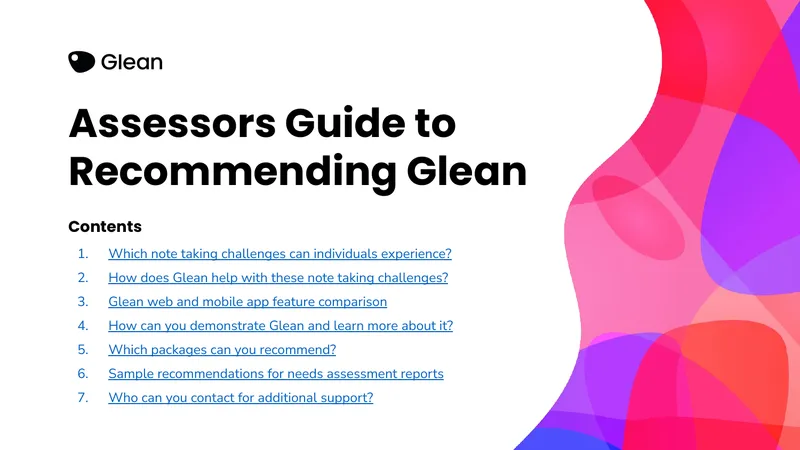 Assessors Guide to Recommending Glean