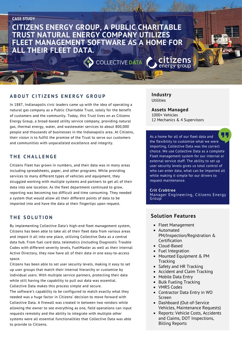 Citizens Energy Group Fleet Management Case Study