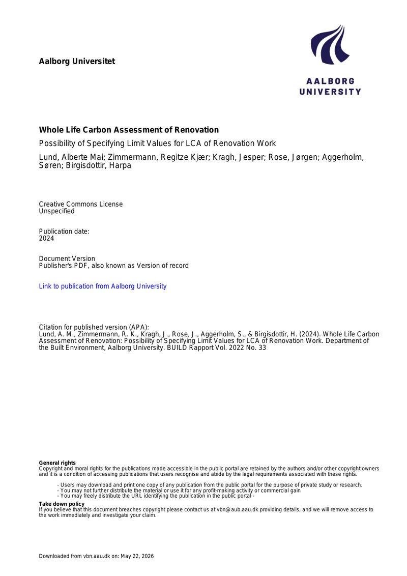 Whole Life Carbon Assessment of Renovation