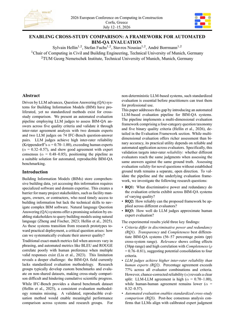 Automated Evaluation Framework for BIM-QA Systems
