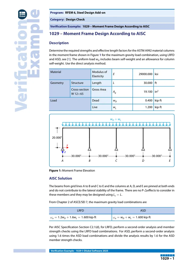 Moment Frame Design Verification Example According to AISC