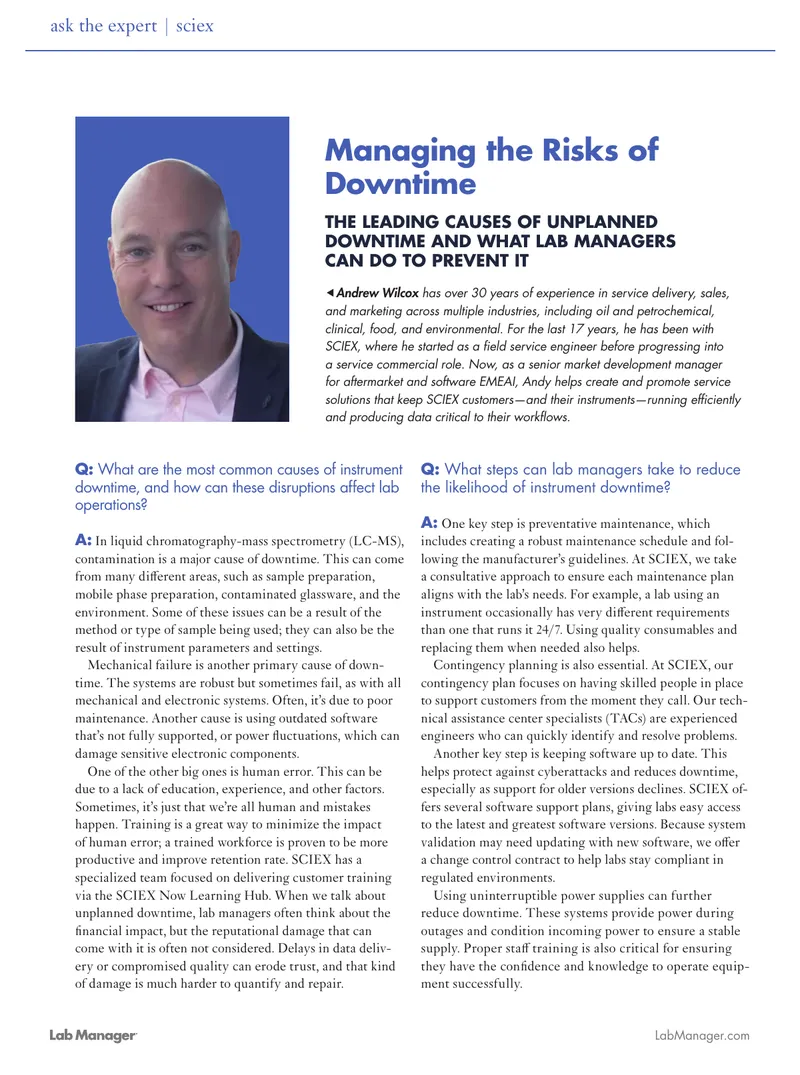 Managing the Risks of Instrument Downtime