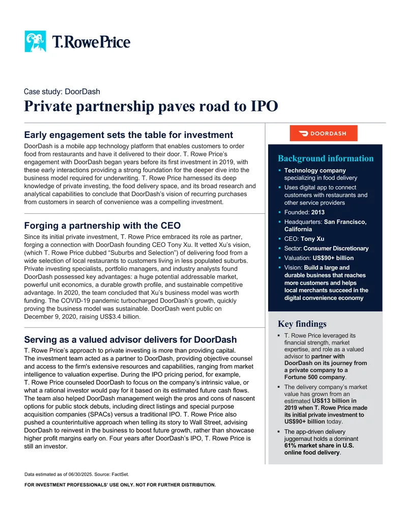 DoorDash Case Study on Private Investment Journey