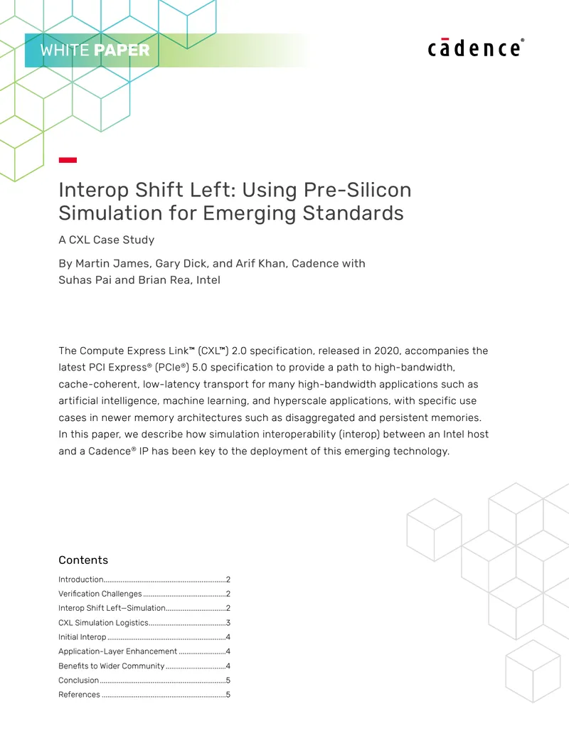 CXL 2.0 Specification and Pre-Silicon Simulation Case Study