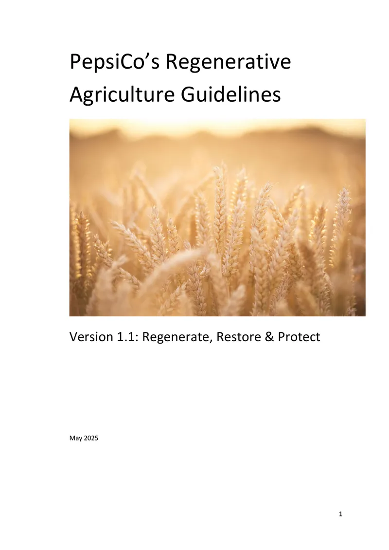 PepsiCo Regenerative Agriculture Guidelines Version 1.1