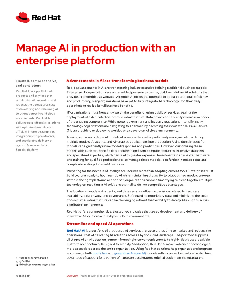Red Hat AI Portfolio for Enterprise Solutions