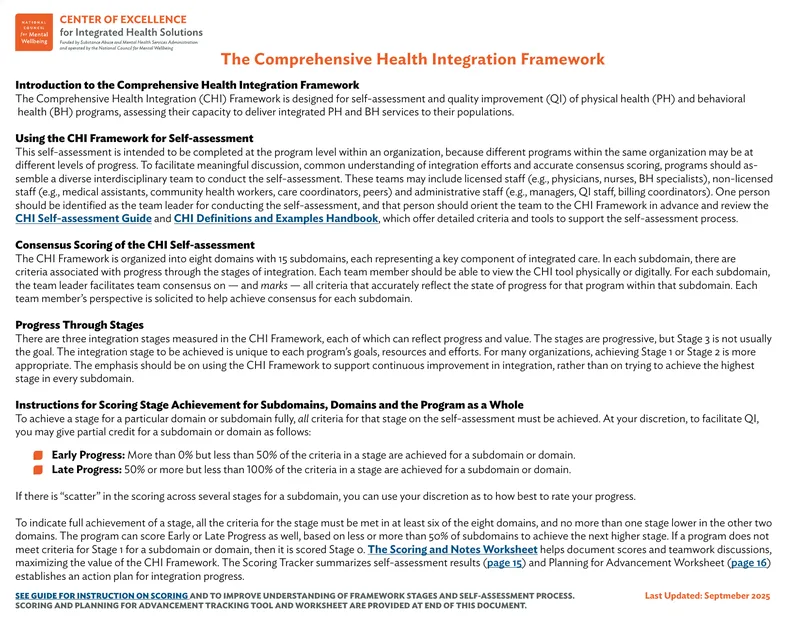 Comprehensive Health Integration Framework and Scoring Tracker