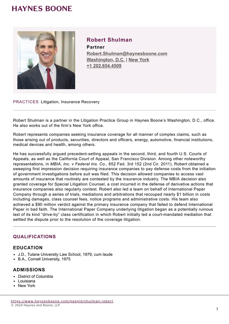 Insurance Coverage Litigation Representation Overview