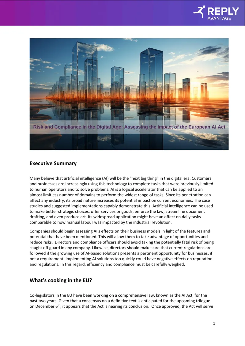 Implications of the AI Act for Businesses in Europe