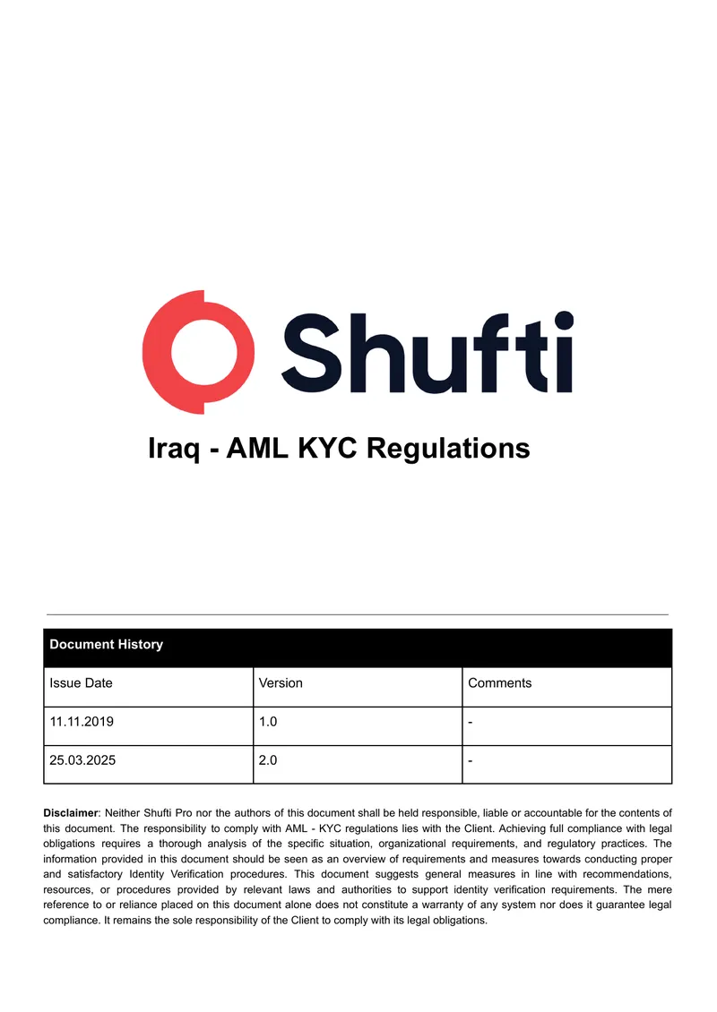 Iraq AML KYC Regulations Overview