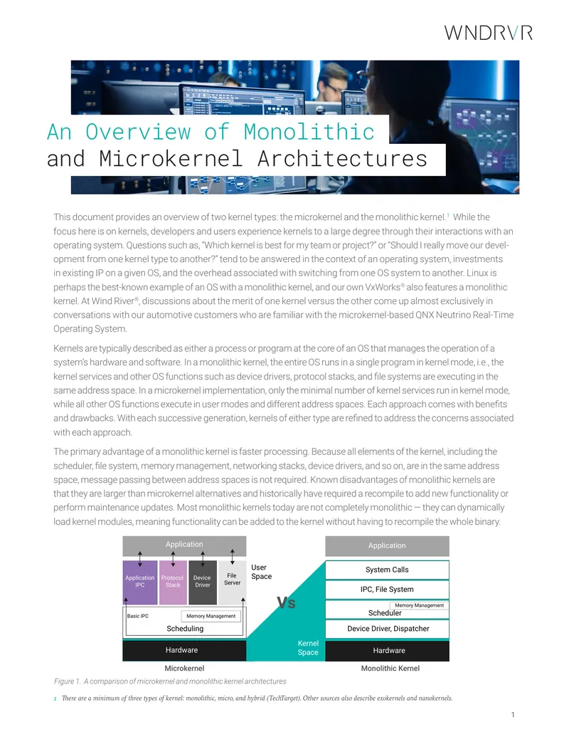 Comparison of Monolithic and Microkernel Architectures