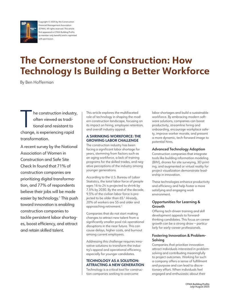 Technology's Role in Transforming Construction Workforce
